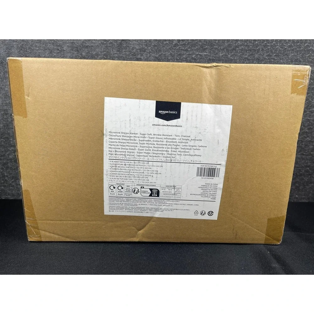 Amazon Basics Micromink Sherpa‎ Blanket Twin Charcoal Gray 60x80 NEW